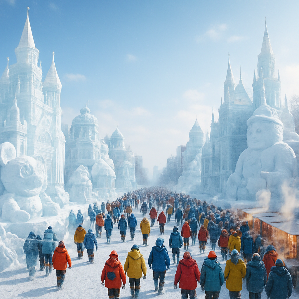 Sapporo Snow Festival Sculptures paint by color