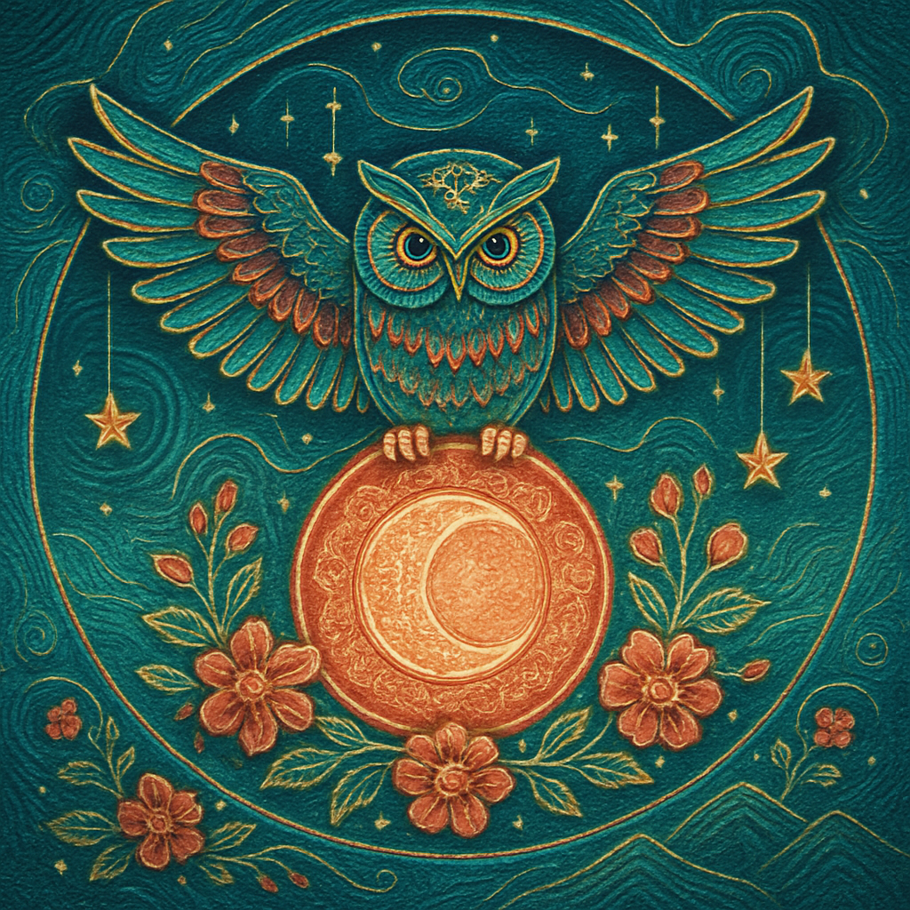 Owl With Lunar Mandala Painting by diamonds kit