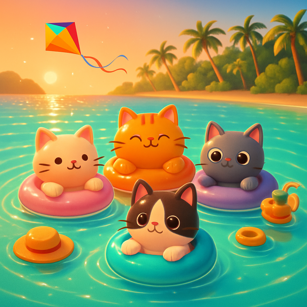 Floatie Fiesta Adorable Cats Paint by diamonds kits