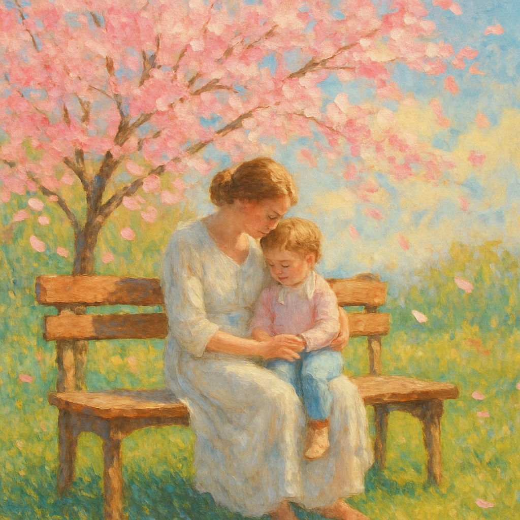 Sun-Kissed Moments Among Cherry Blossoms paint by color