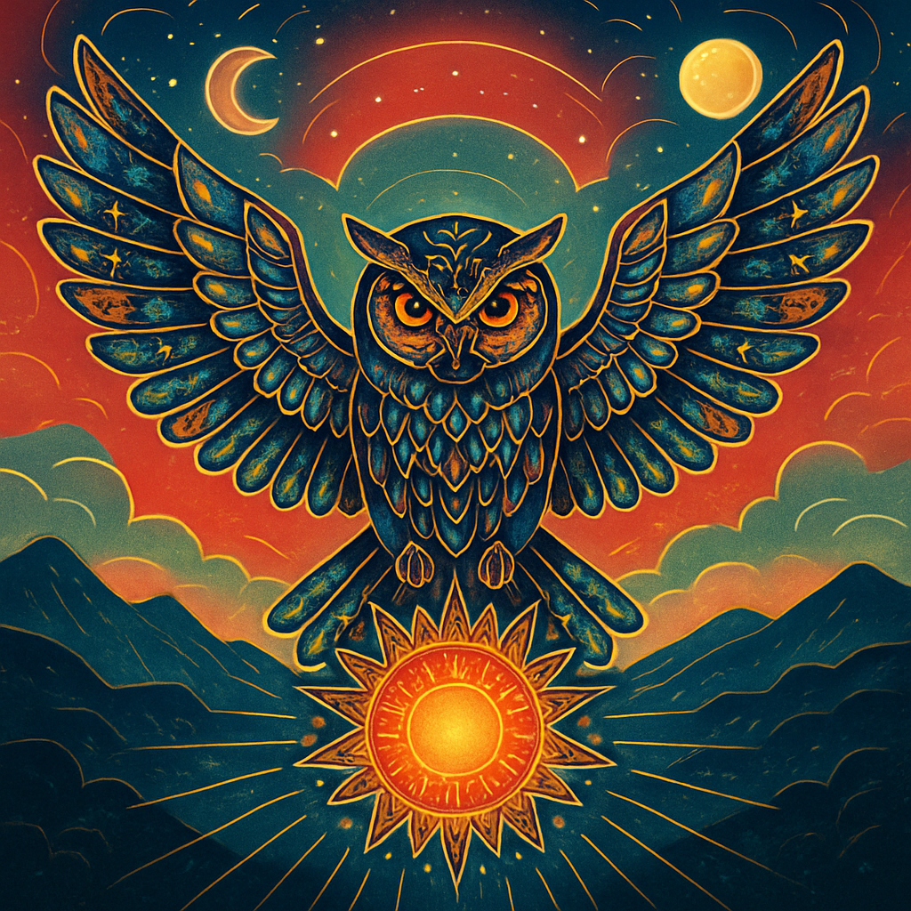 Owl With Sunrise Mandala paint by diamond