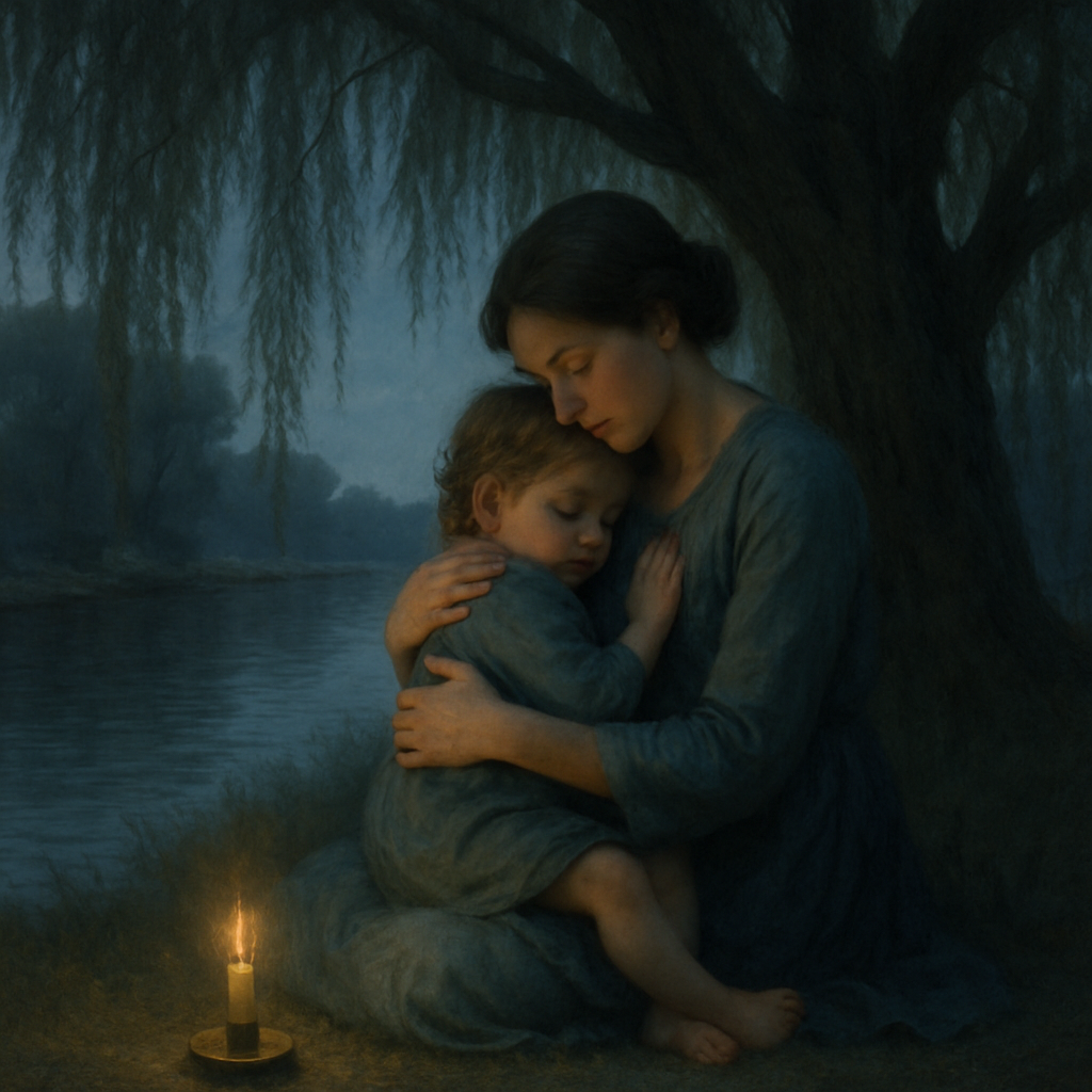Evening Embrace Beneath The Willow Tree paint by diamond