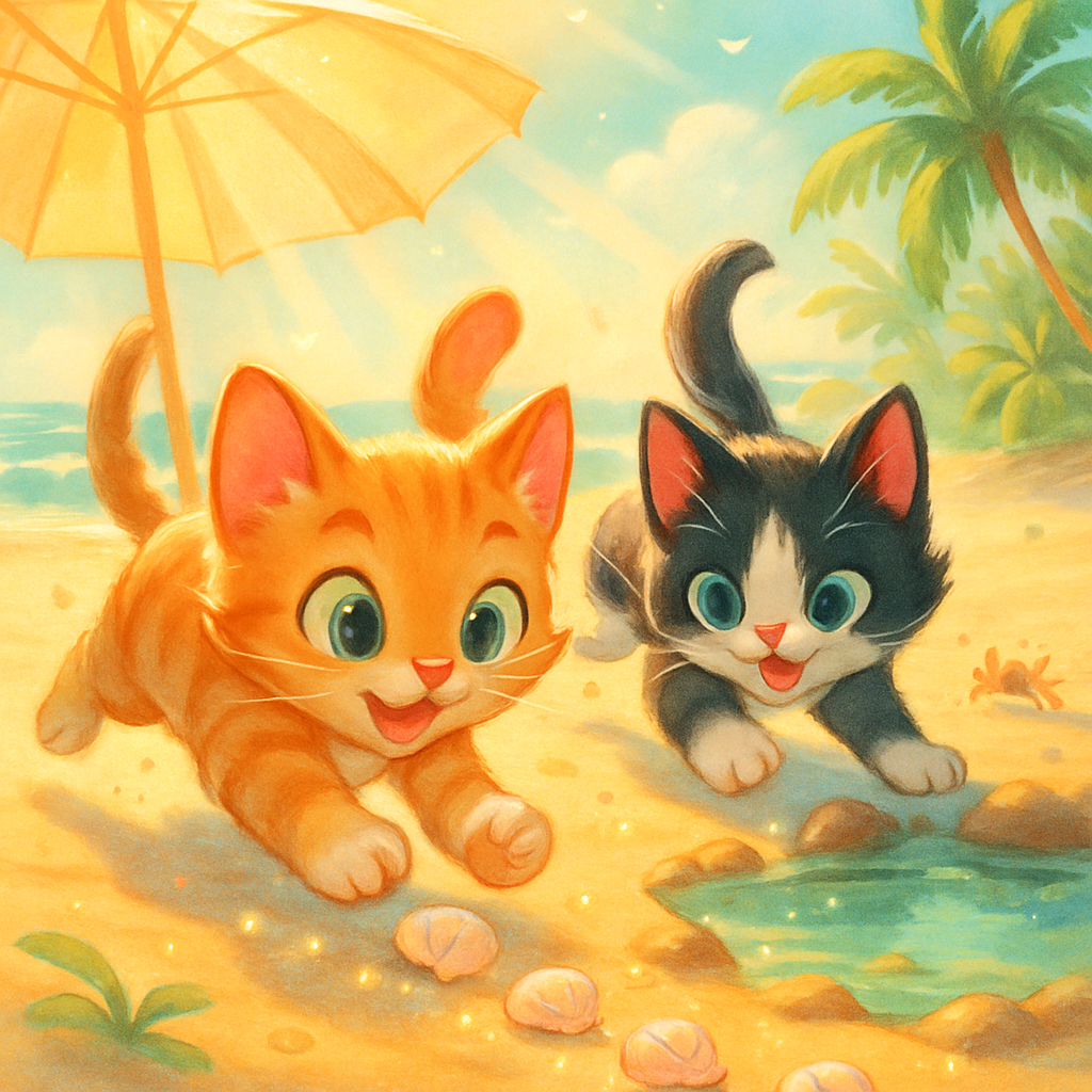 Seashell Chasing Kittens Paint by diamonds kits