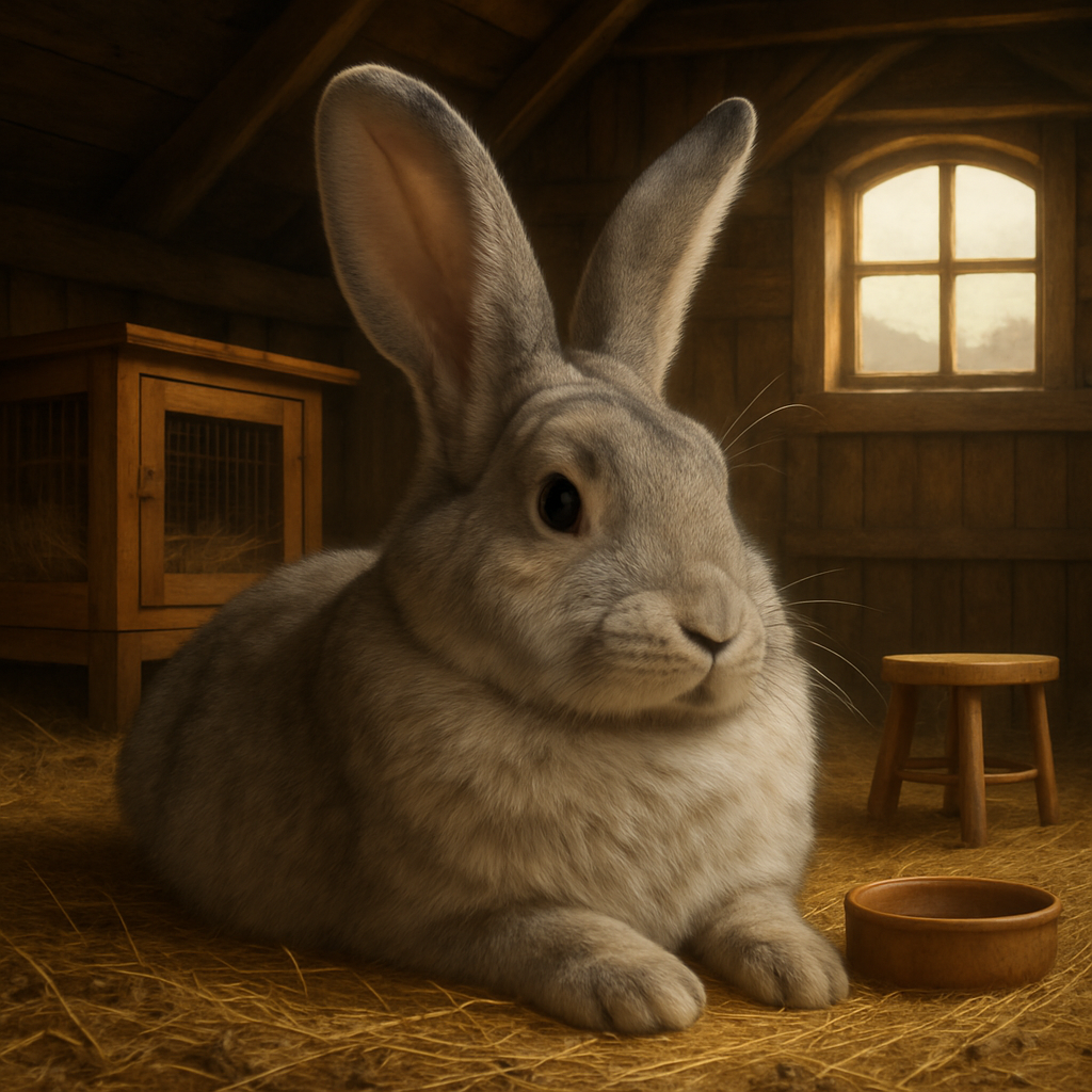 Flemish Giant Rabbit Plush Portrait DIY paint by diamonds