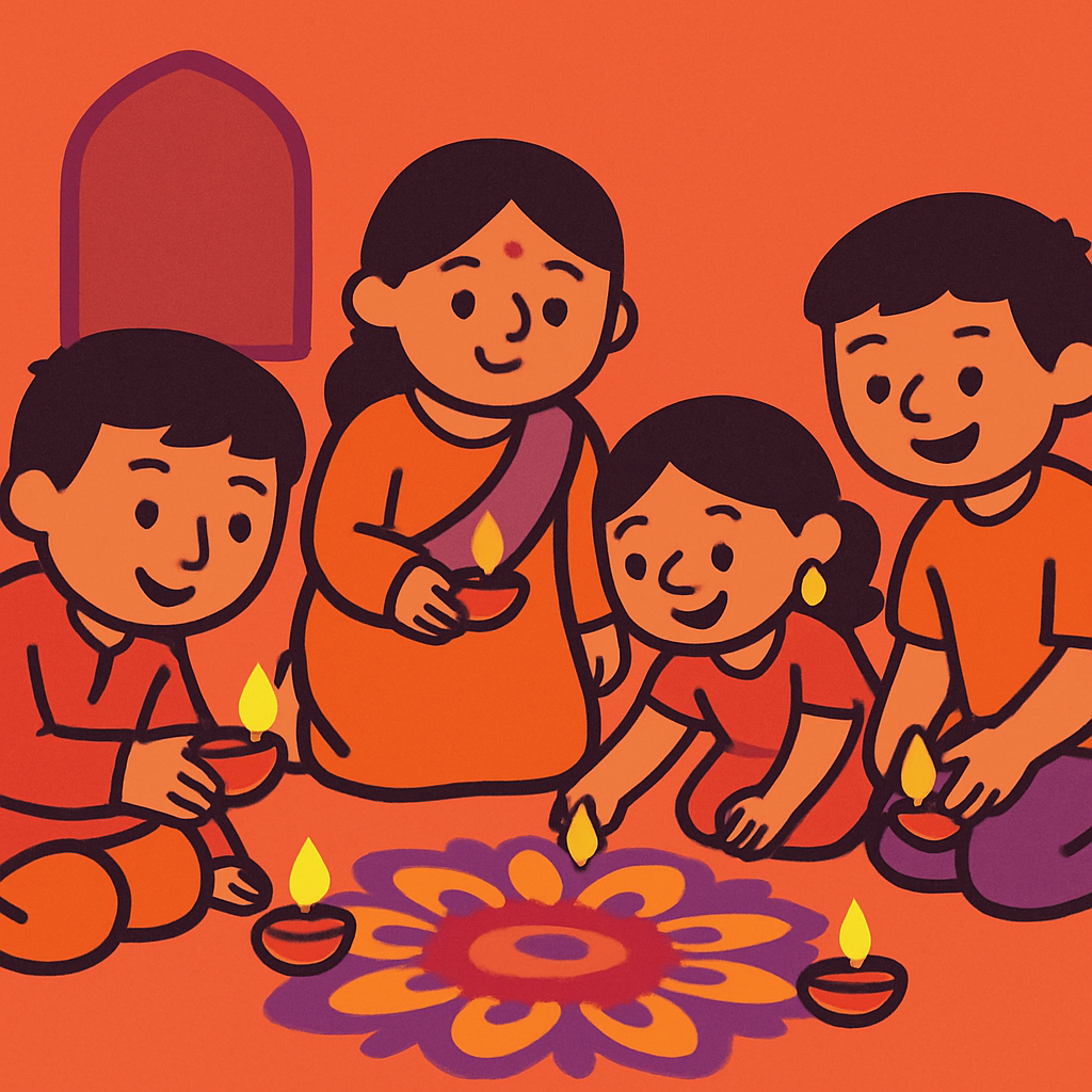 Diwali Rangoli Night paint by color