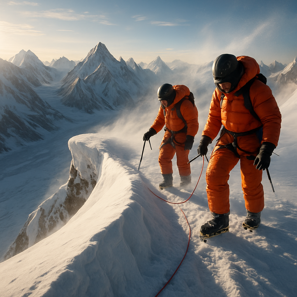Karakoram Roped Climbers On Summit Ridge paint by diamonds