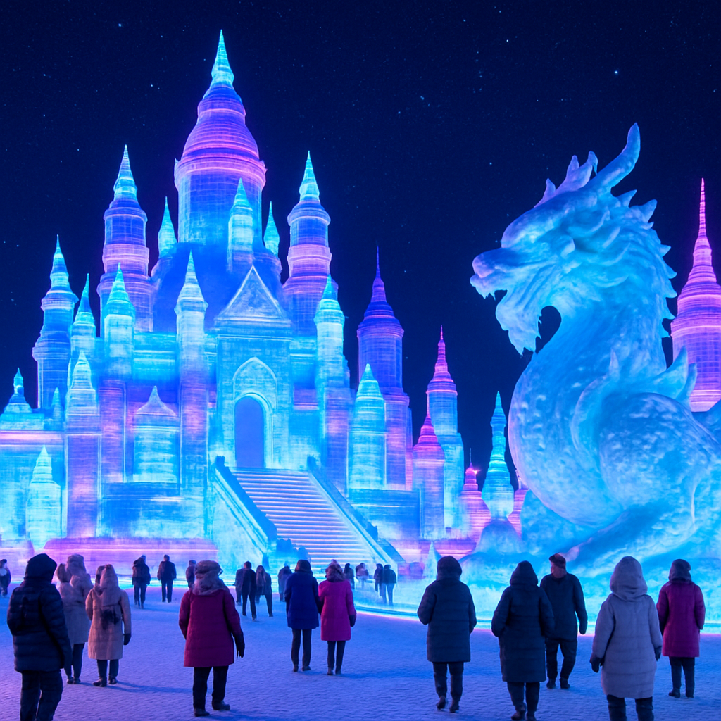 Harbin Ice Festival Winter Spectacle Paint by diamonds art