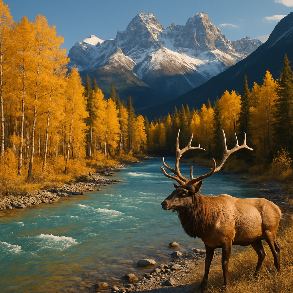 Rocky Mountain Autumn River Bend diamond painting