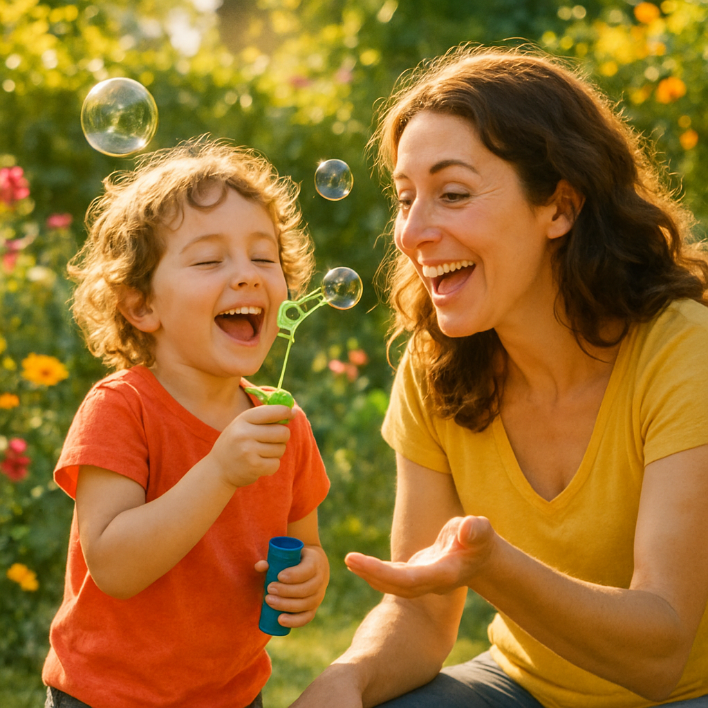Garden Of Laughter: Playful Afternoon With Mother Painting by diamonds kit