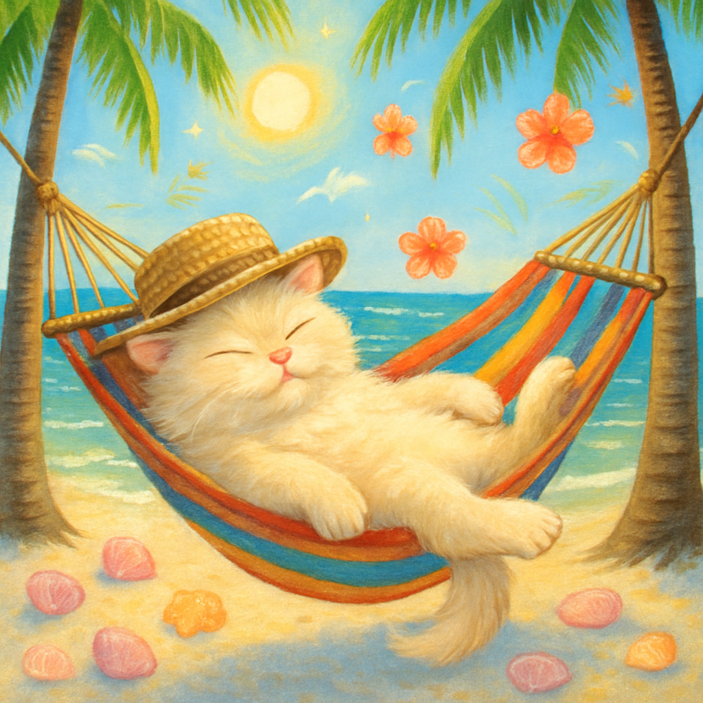 Lazy Cat Midday Siesta On Tropical Hammock DIY paint by diamonds