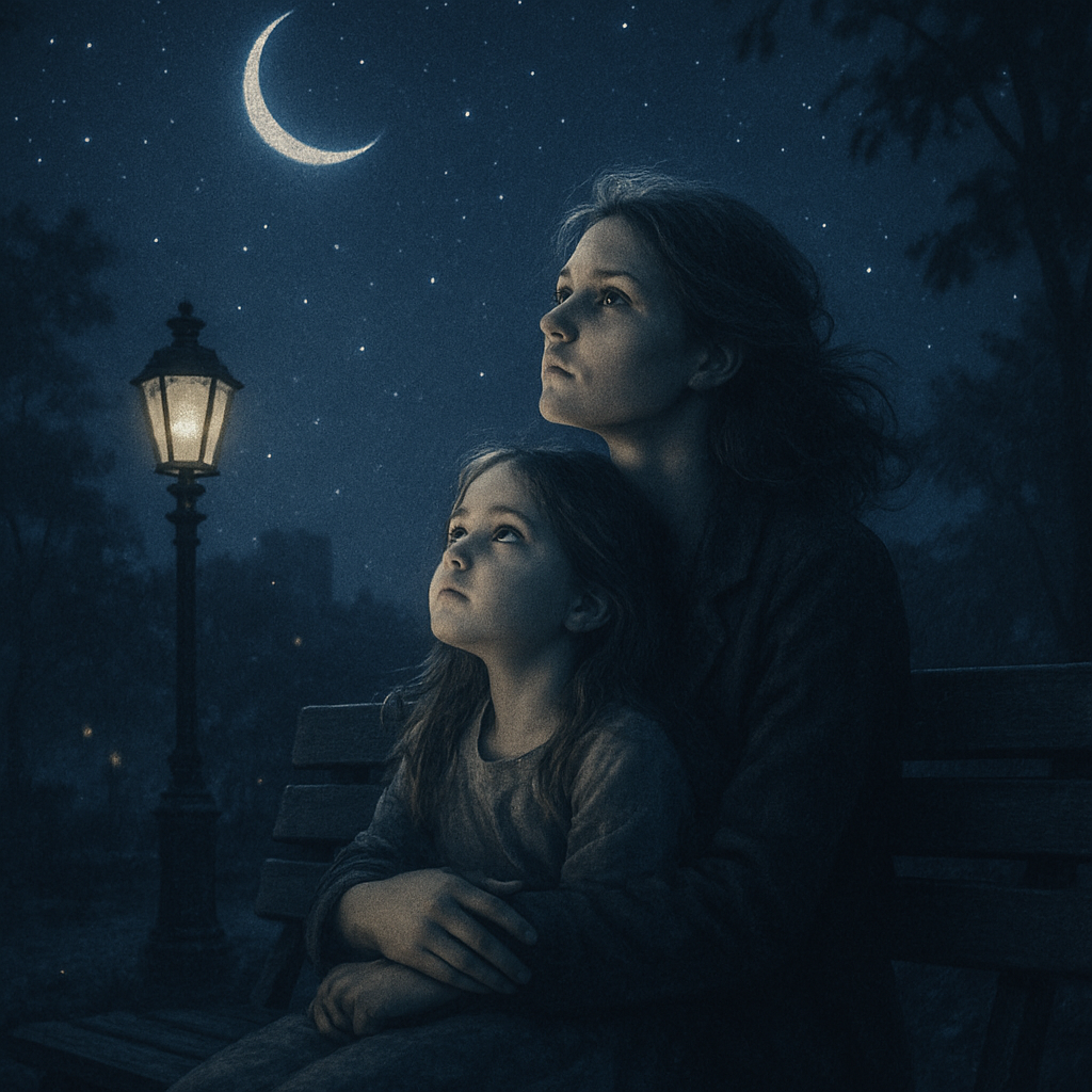 Moonlight Guidance A Mother And Daughter Under Starlight diamonded painting kits
