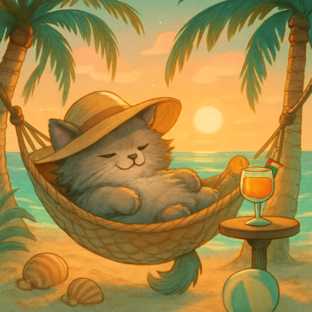 Hammock Nap Tropical Paradise Cat paint by color