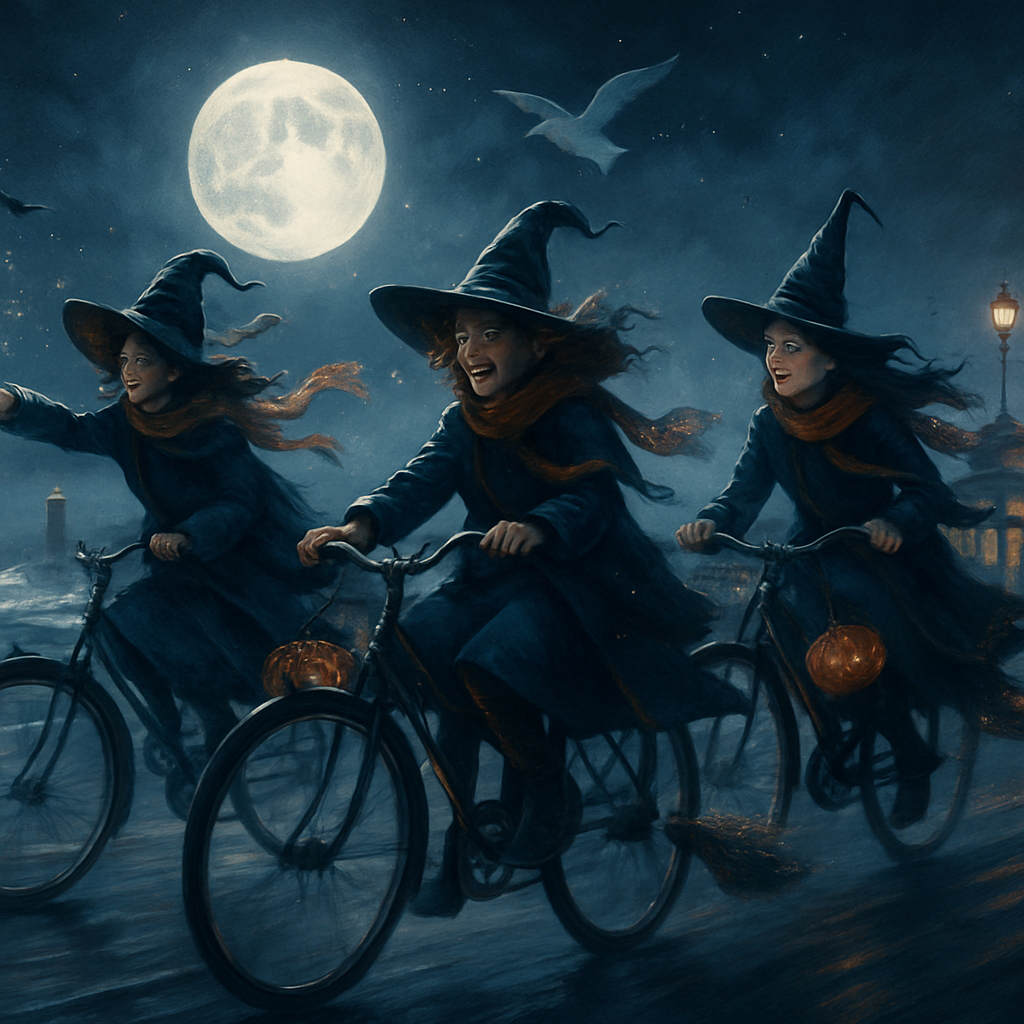 Midnight Coven Bicycle Ride diamond painting
