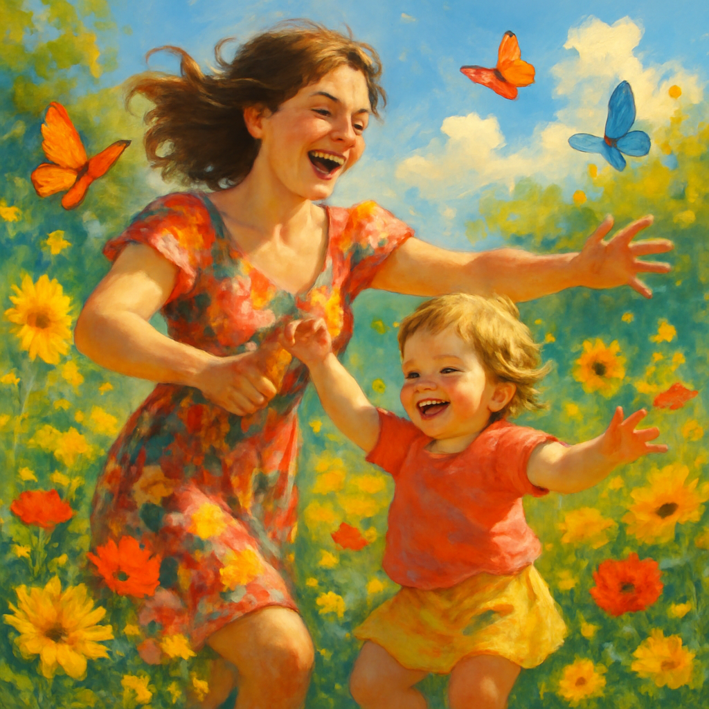 Sunlit Harmony: Joyful Playtime In The Garden Paint by diamonds kits