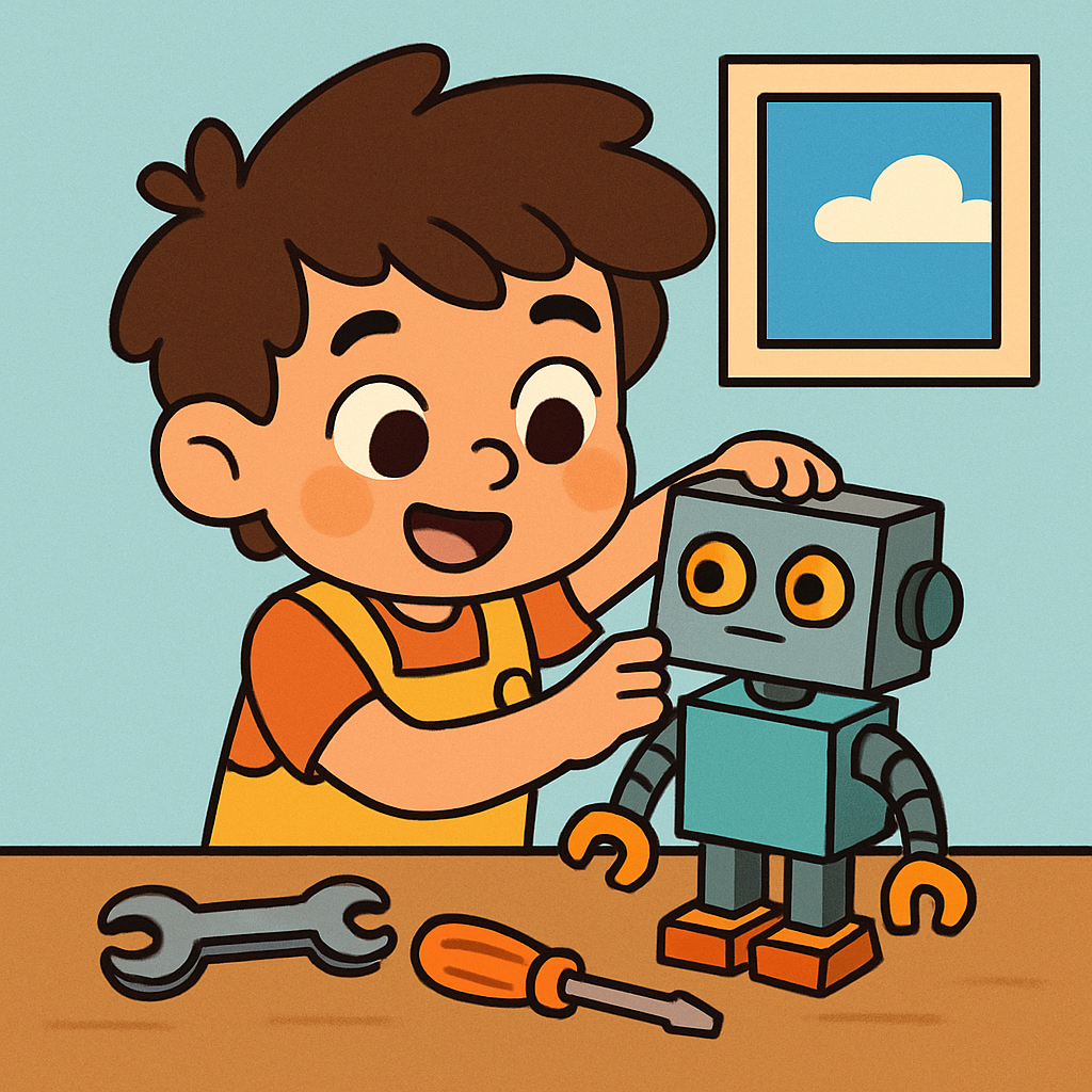 Inventive Robot Builder At Work Paint by diamonds art