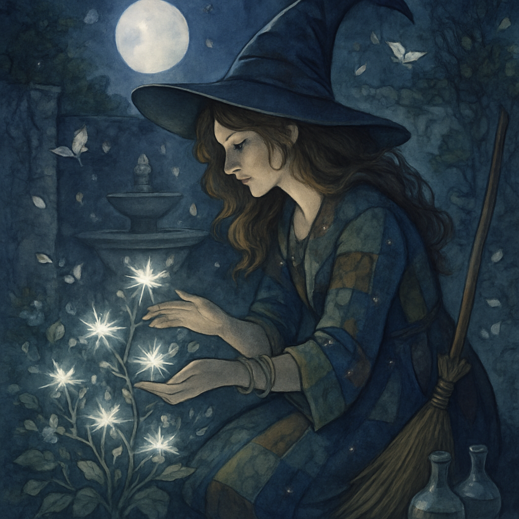 Witch In The Moon Garden paint by color
