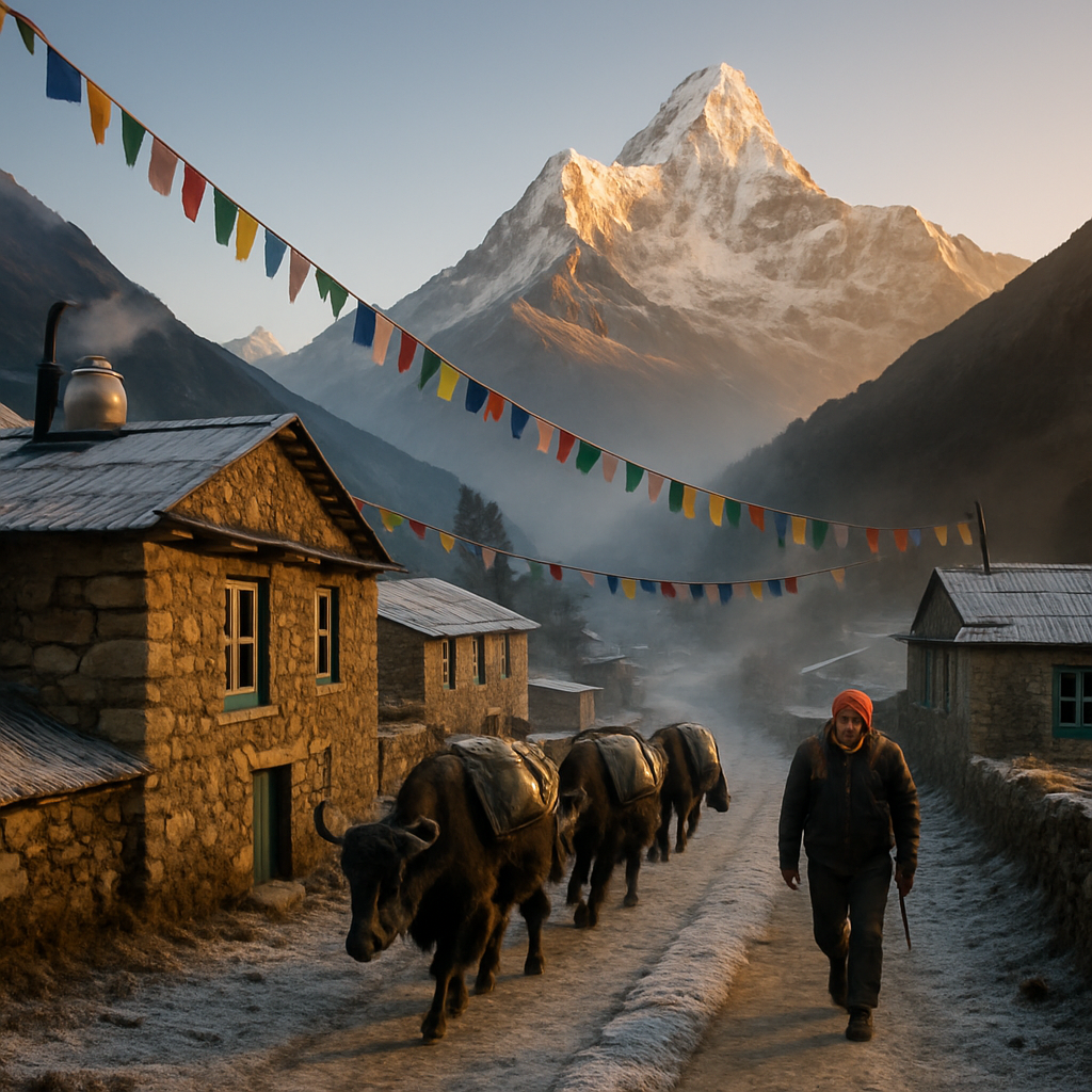 Himalayan Khumbu Village Dawn diamond painting