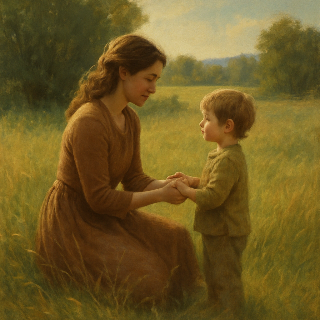 Whispering Meadows Embrace Between Mother And Child paint by color