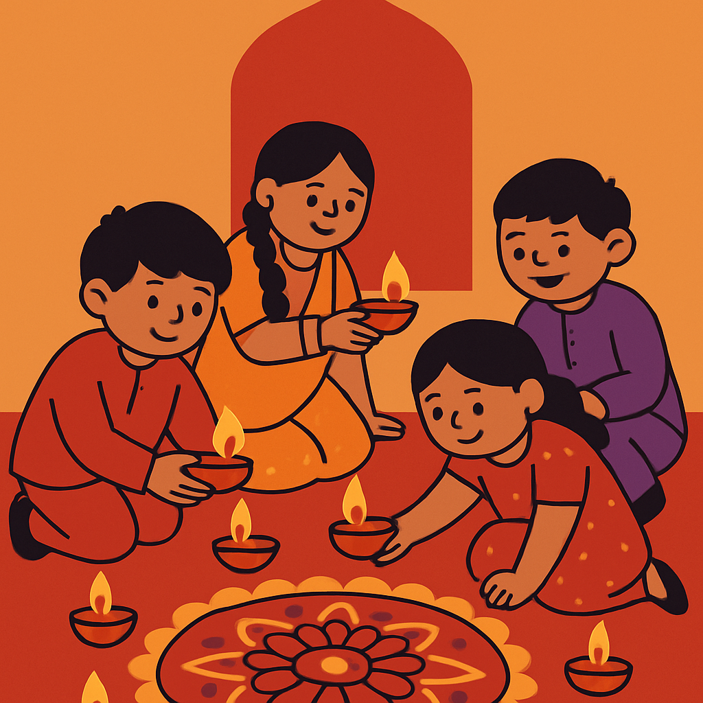 Diwali Lamps And Rangoli Fun Paint by diamonds kits
