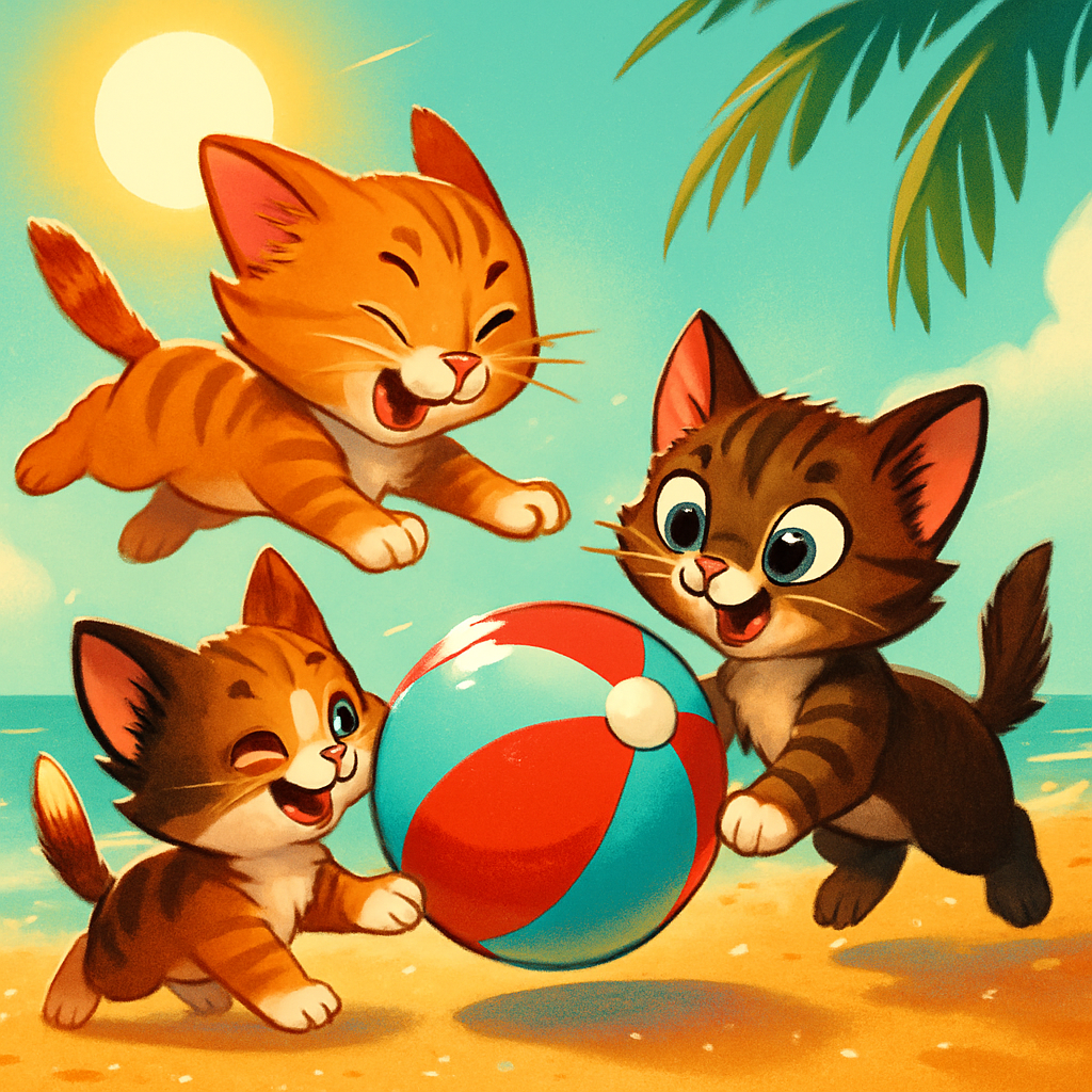 Beach Ball Kittens Fiesta Painting by diamonds kit