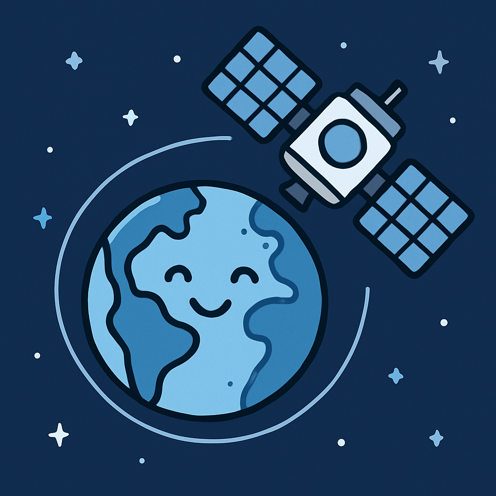 Smiling Satellite Orbiting Earth diamond painting