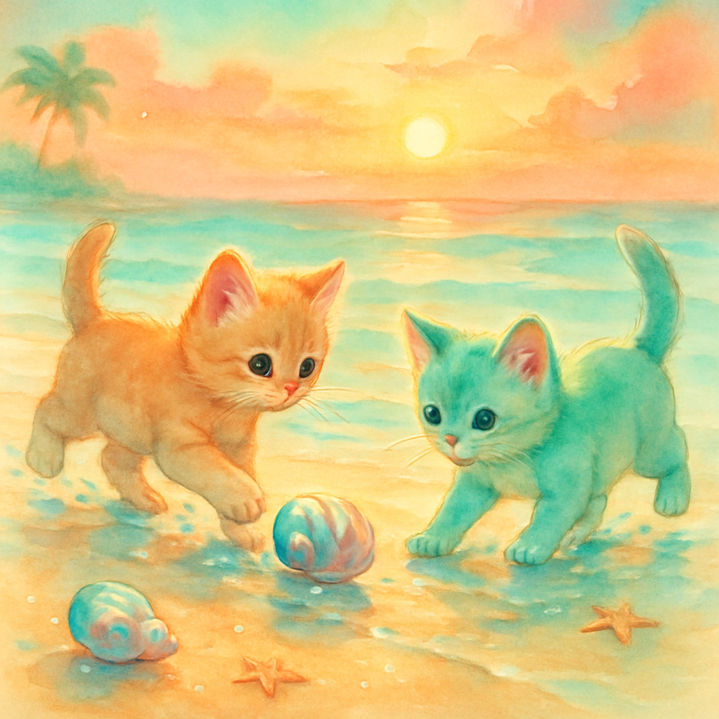 Mint Green Seashell Chase painting diamond kit