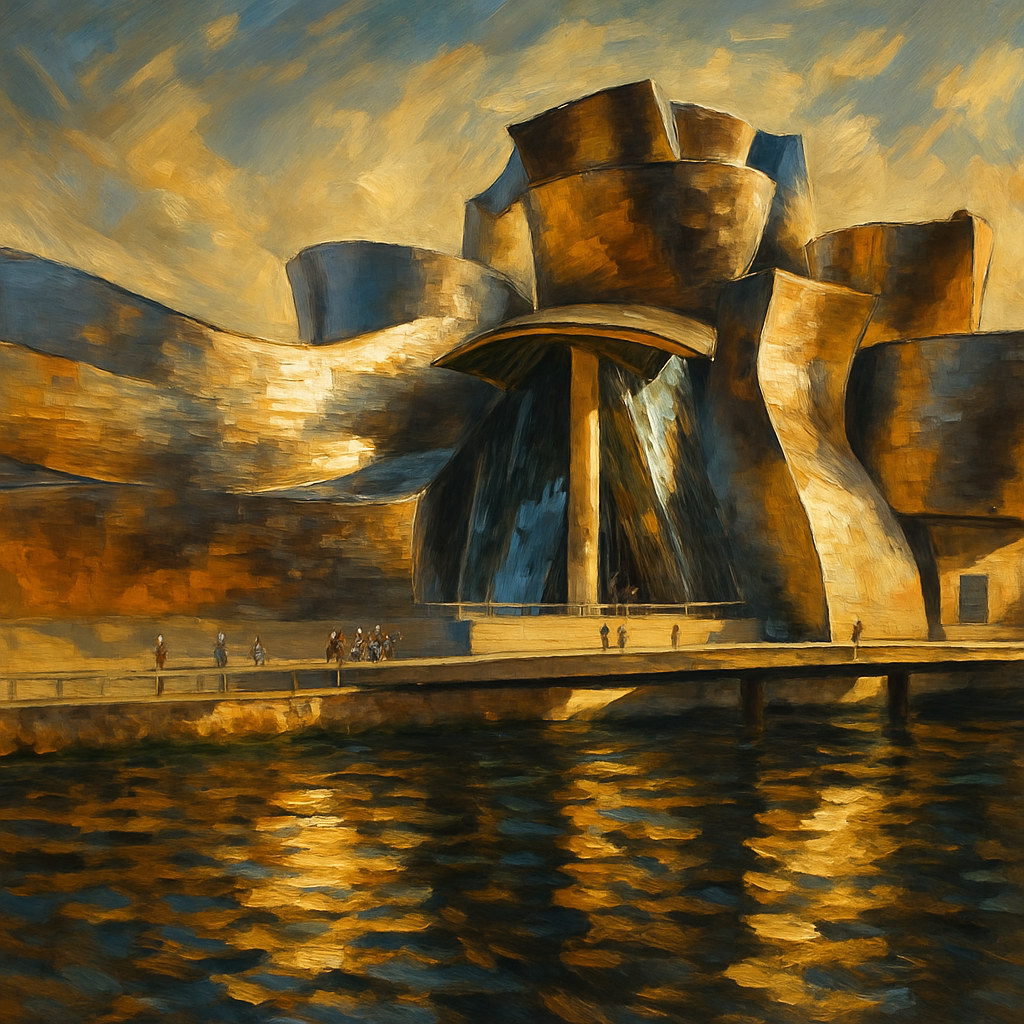 Guggenheim Deconstructivist Facade Bilbao Painting by diamonds kit