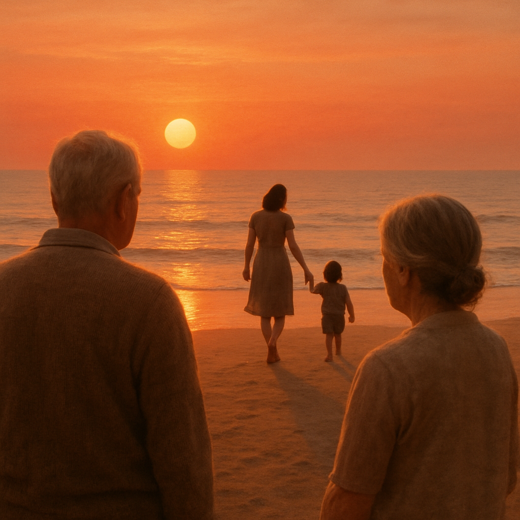 Sunset Stroll Embracing Generations Of Love DIY paint by diamonds