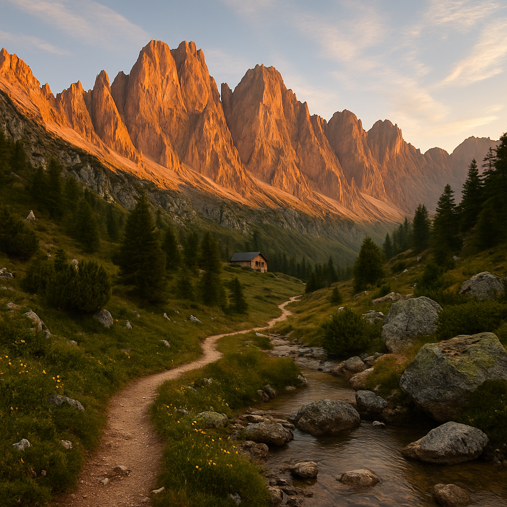 Serene Alpenglow Over Dolomite Ridges Paint by diamonds kits