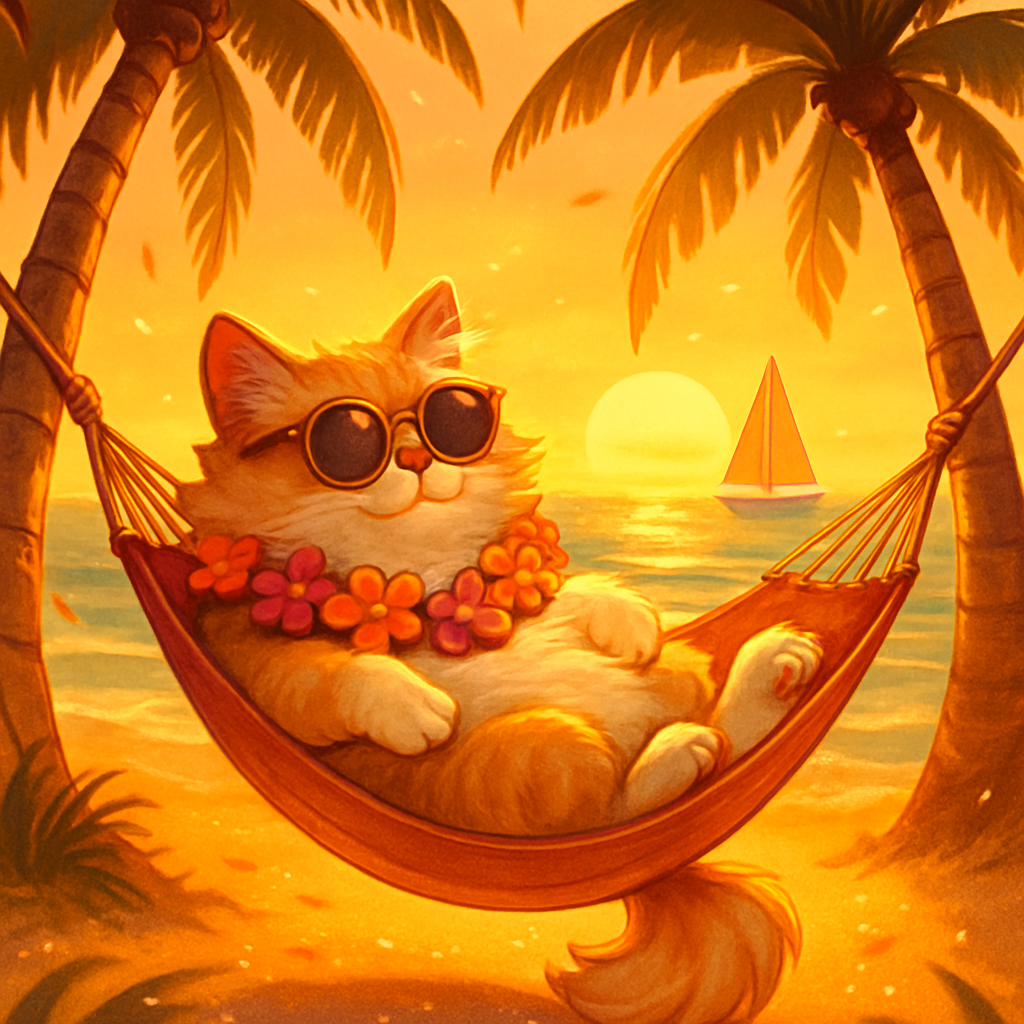 Sunset Cat Hammock Escape paint by diamonds