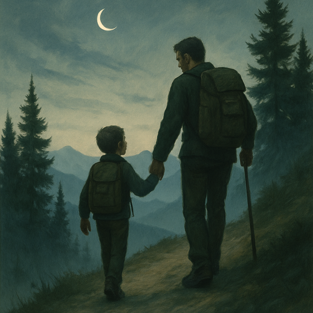 Father Son Mountain Trail Bond painting diamond kit