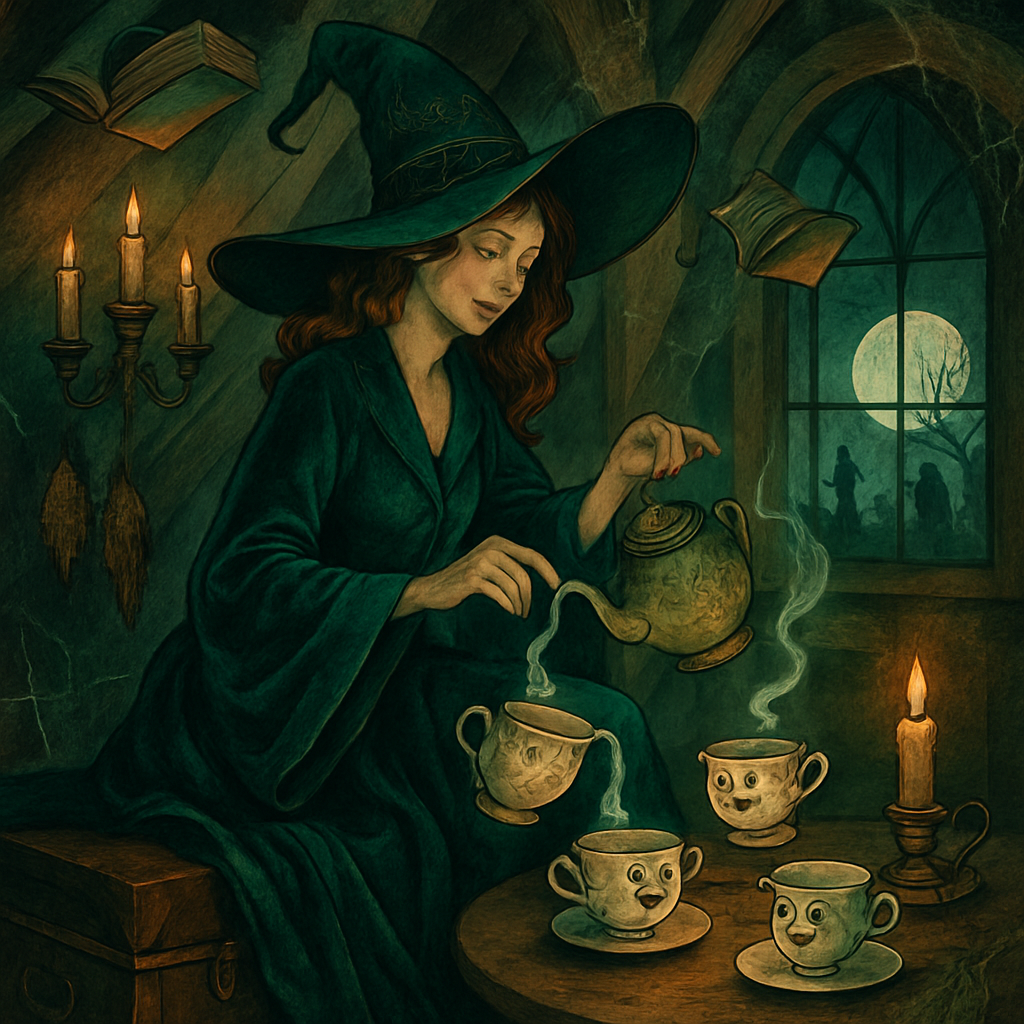Witchs Tea Party In The Attic paint by color