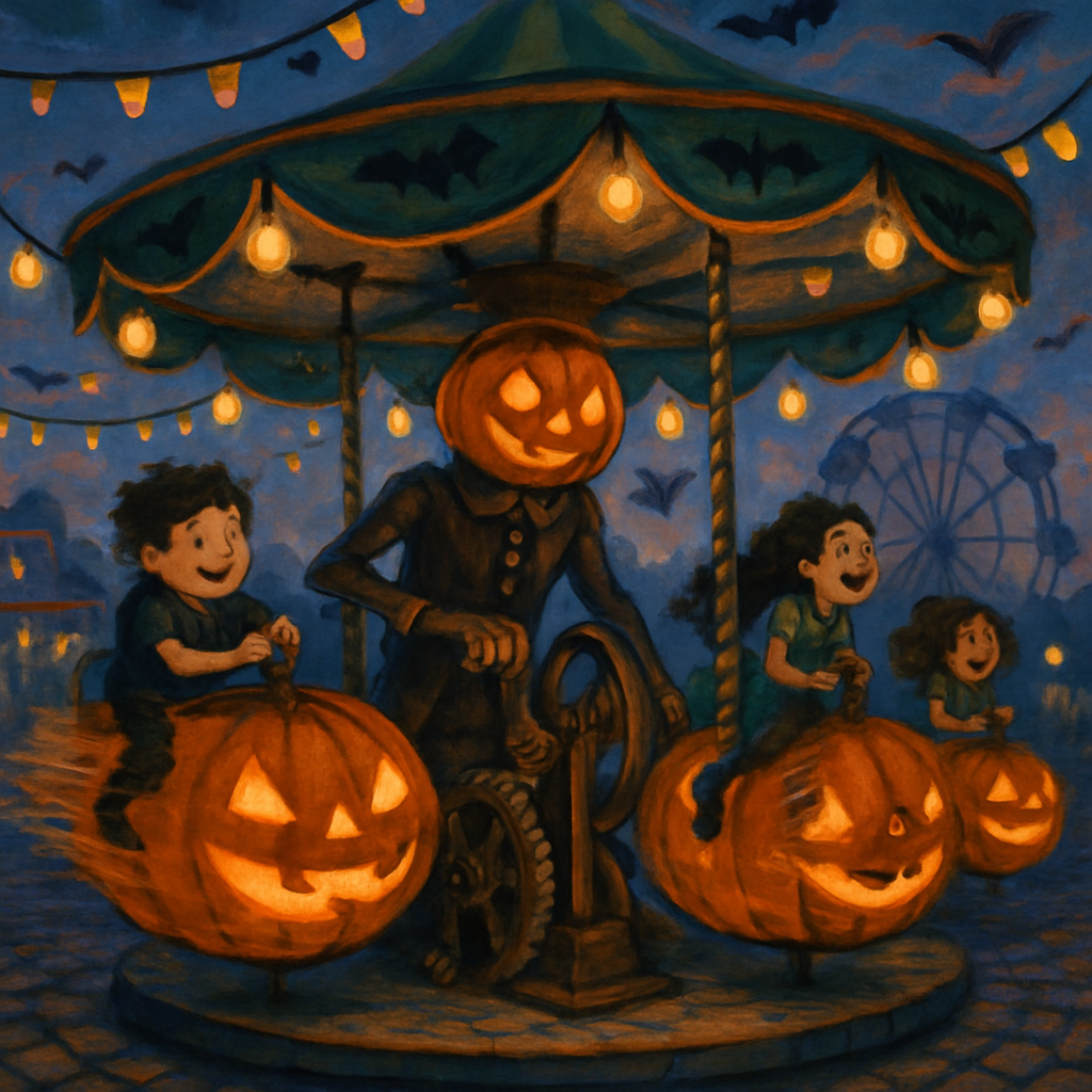 Pumpkin Carousel At Dusk paint by diamond