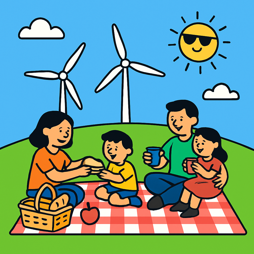 Wind Turbine Picnic Day diamond painting