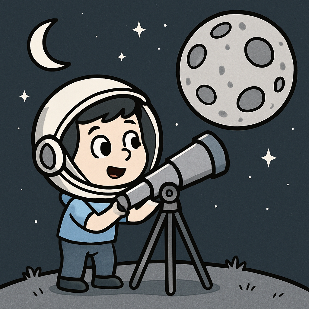 Young Astronomer Exploring Lunar Craters Paint by diamonds art