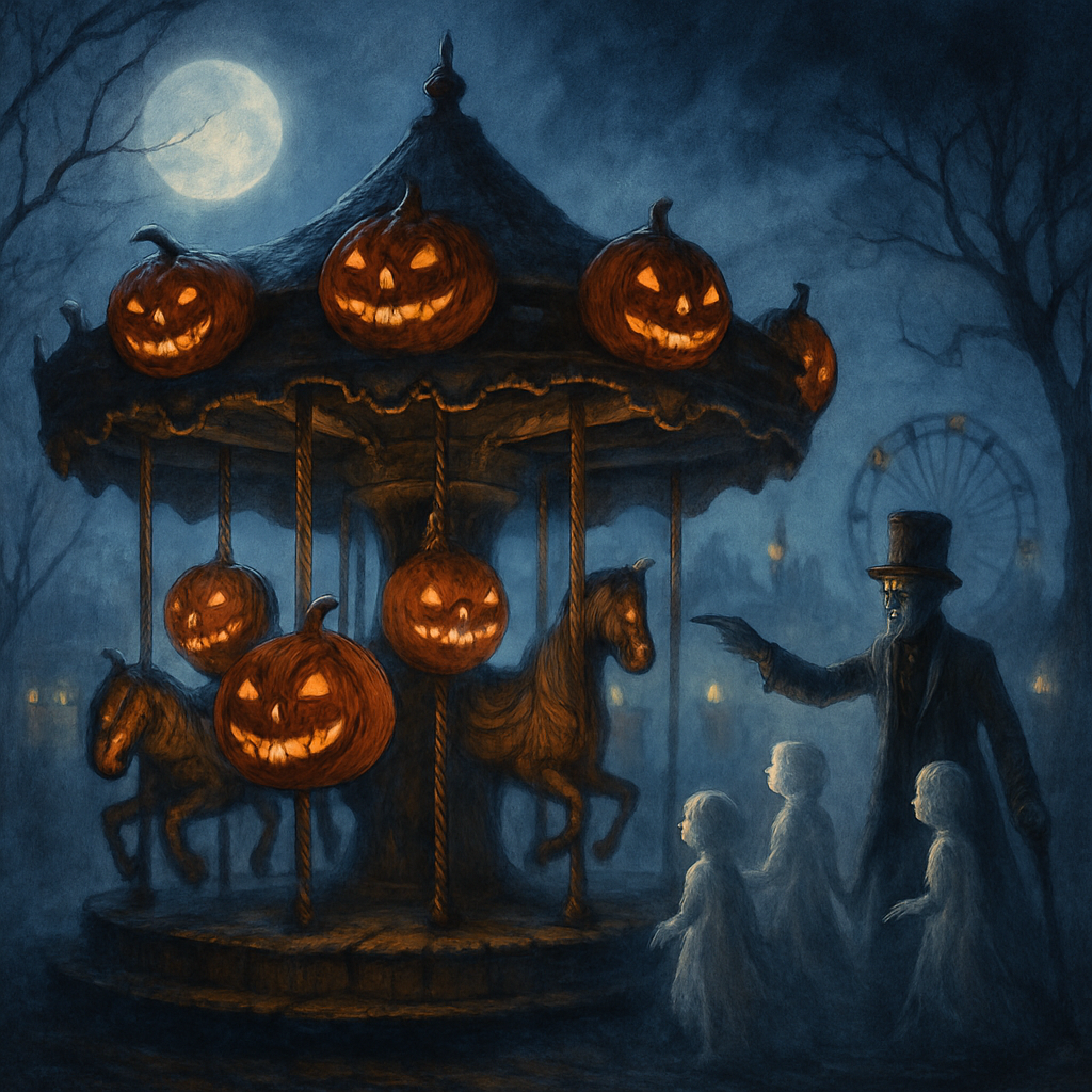 Haunted Carousel Of Moonlit Pumpkins paint by diamond