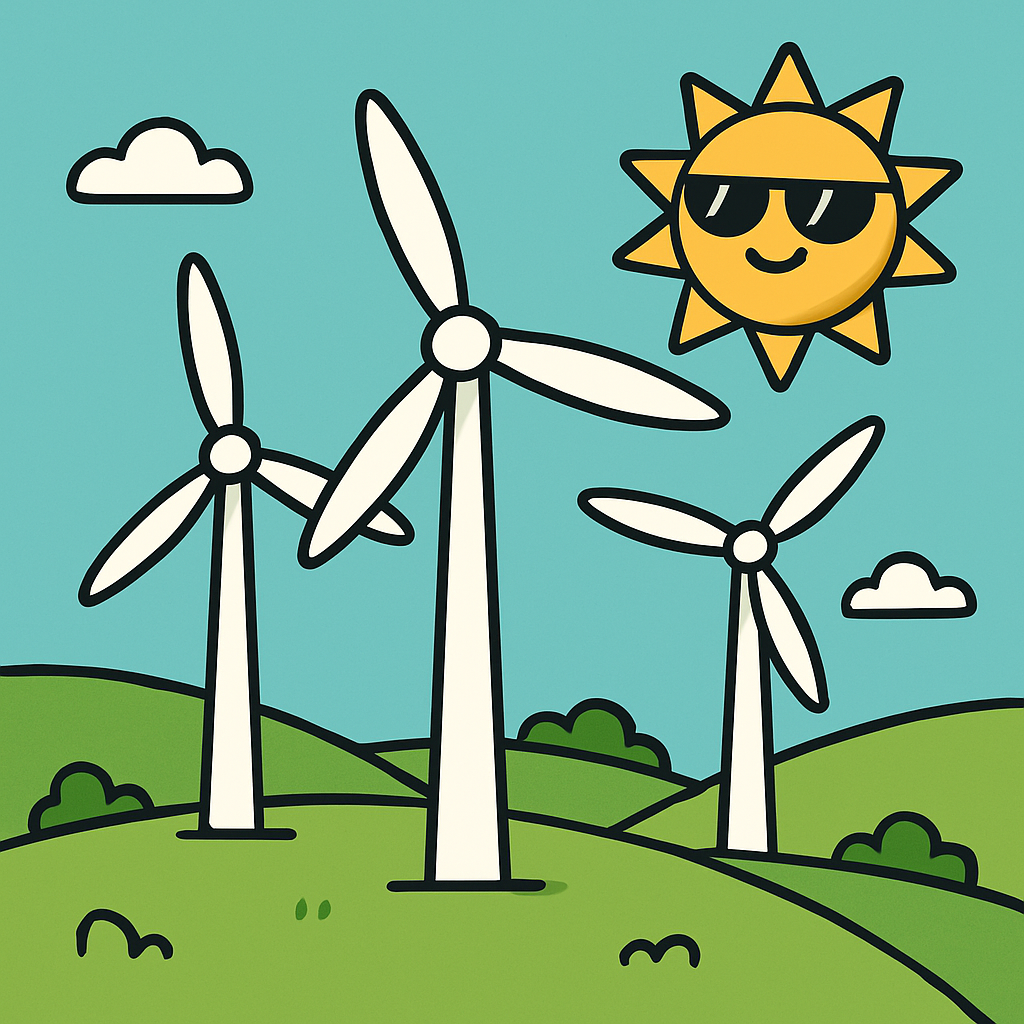 Wind Farm On Rolling Hill paint by color