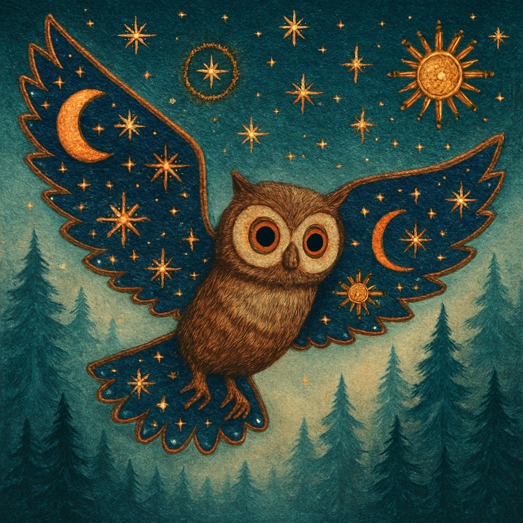 Owl Of Starlit Embroidery Paint by diamonds art