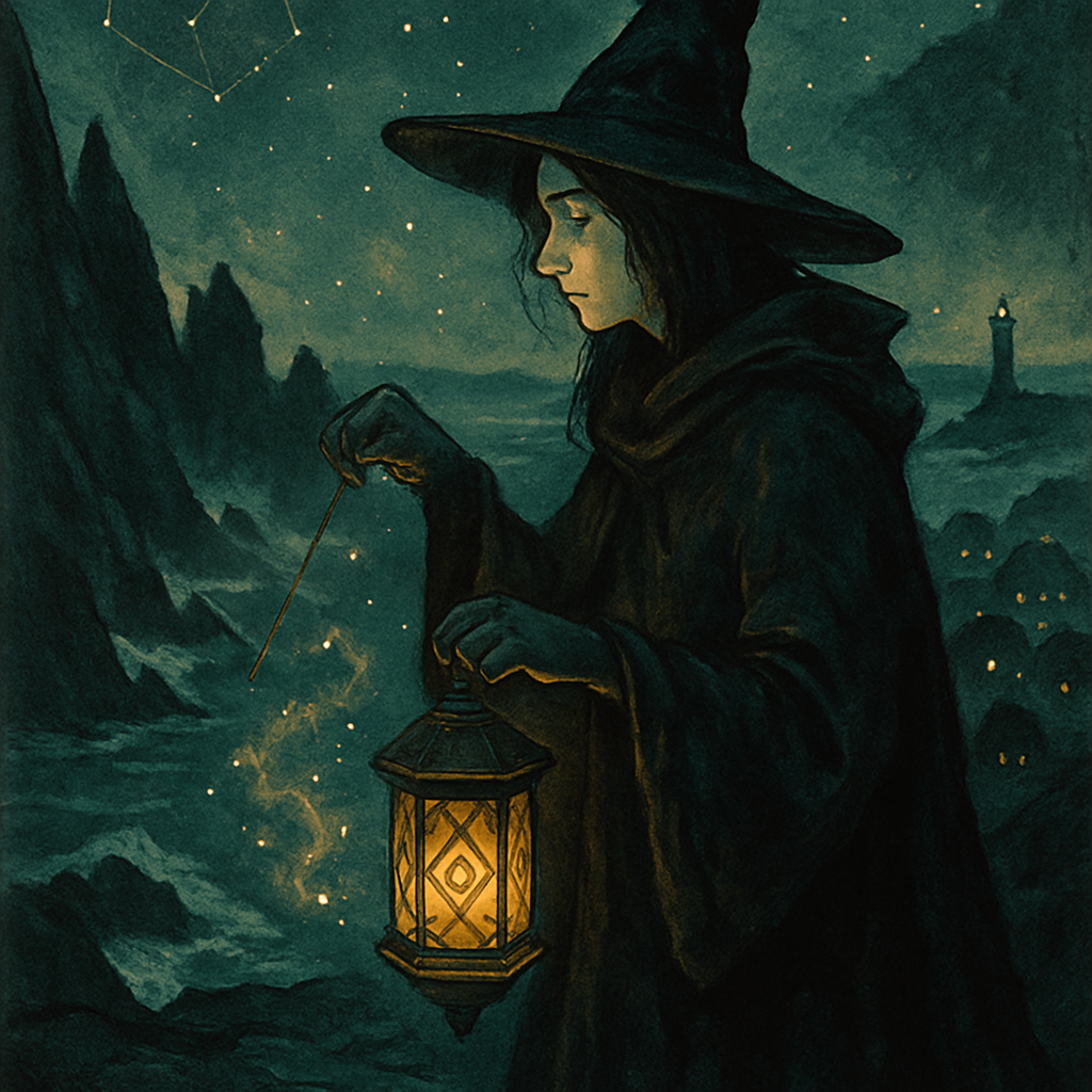 Witch With Alchemical Lantern painting diamond kit