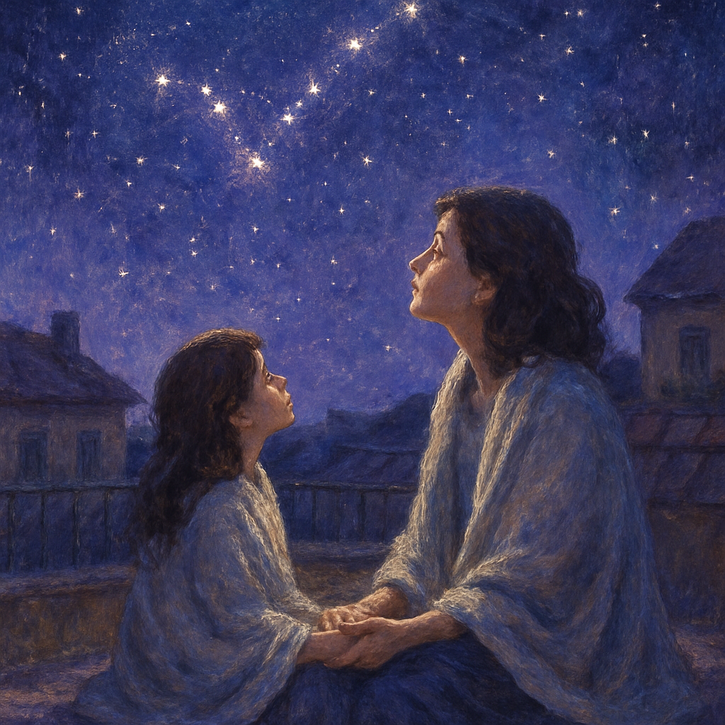 Twilight Guidance A Mother And Daughter Under Starlight Paint by diamonds art