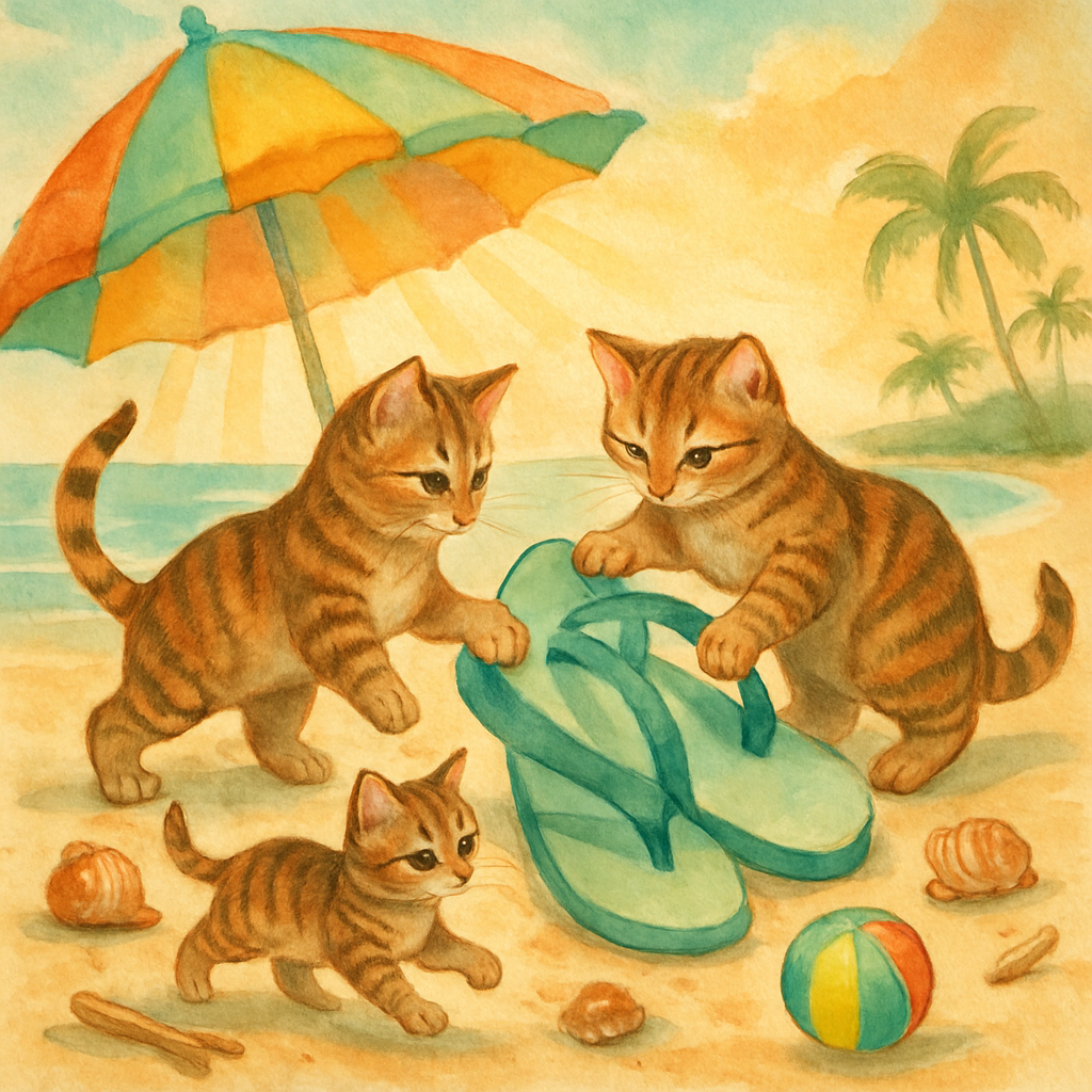 Flip Flop Frolic Cats Painting by diamonds kit
