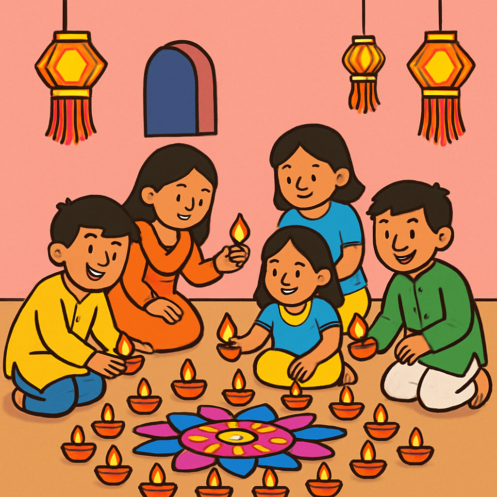 Festival Lights And Diya Celebration diamonded painting kits