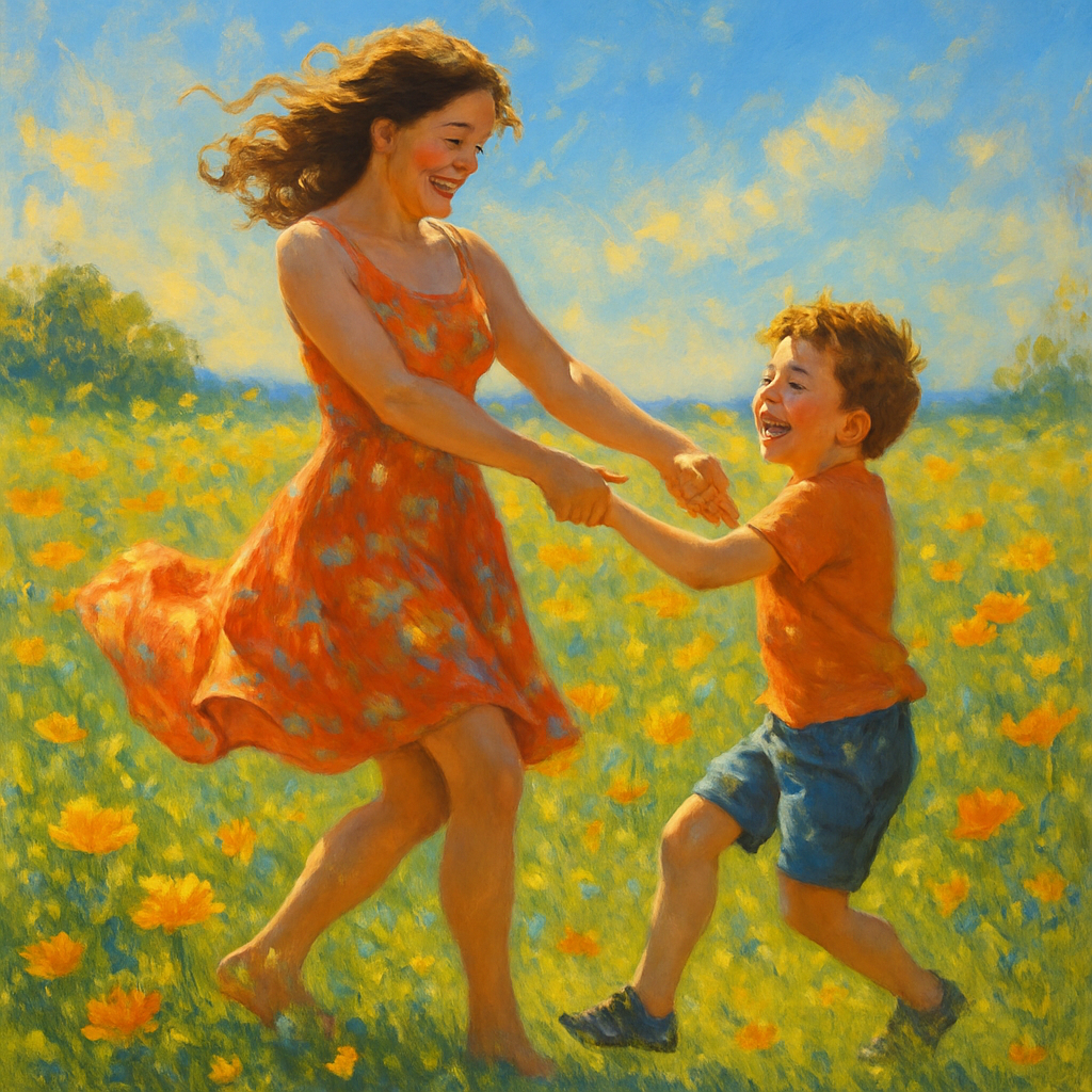 Radiant Affection: Dancing Through Sunlit Fields paint by diamond