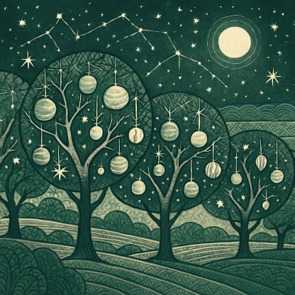 Celestial Orchard Folk Map diamond painting