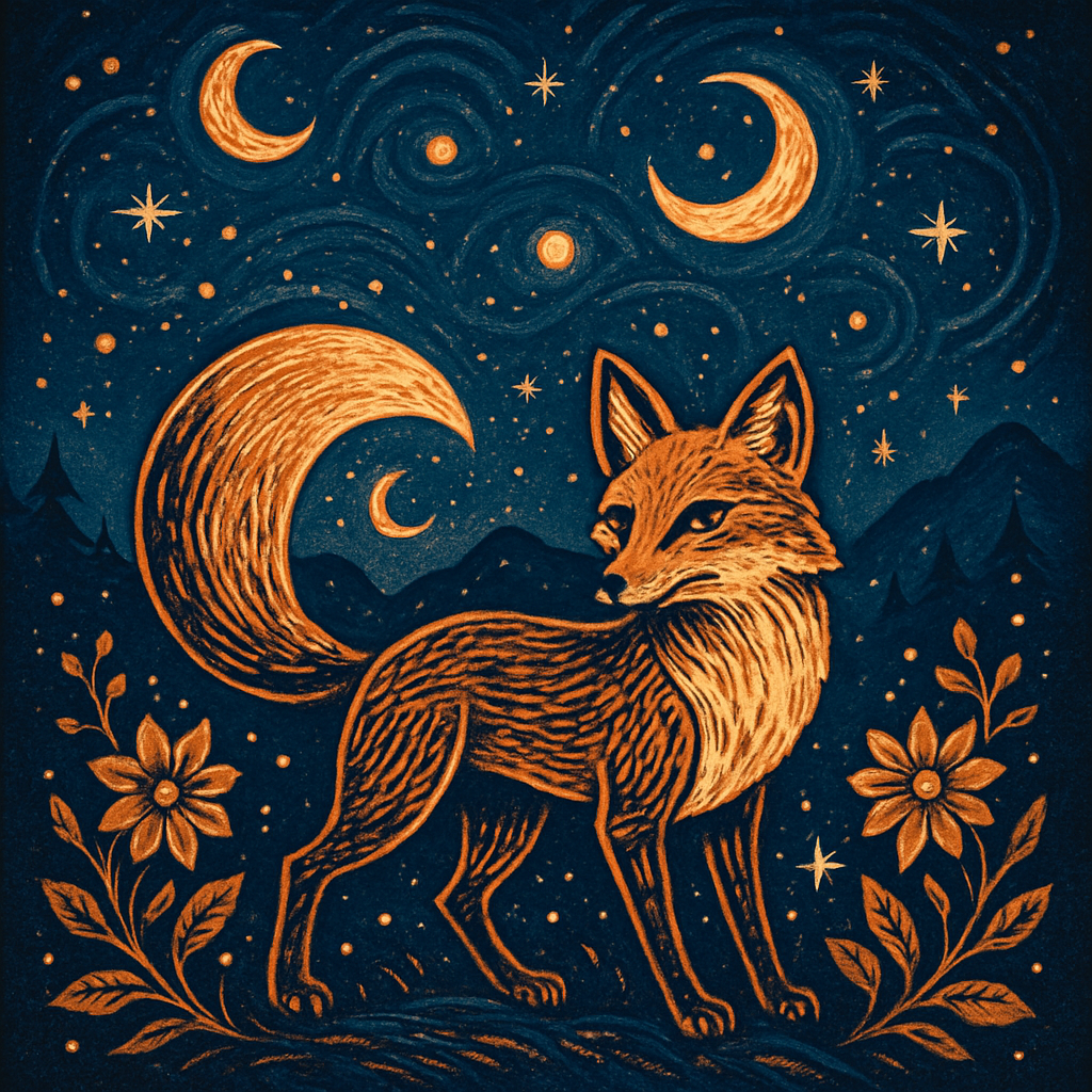 Luminous Fox Of The Starwood painting diamond kit