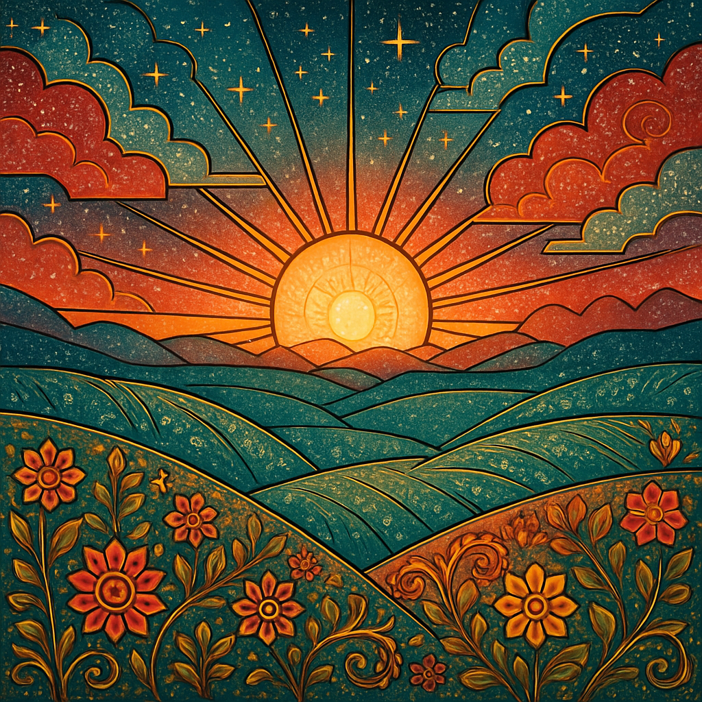 Stargazer Meadow With Radiant Sun paint by diamond