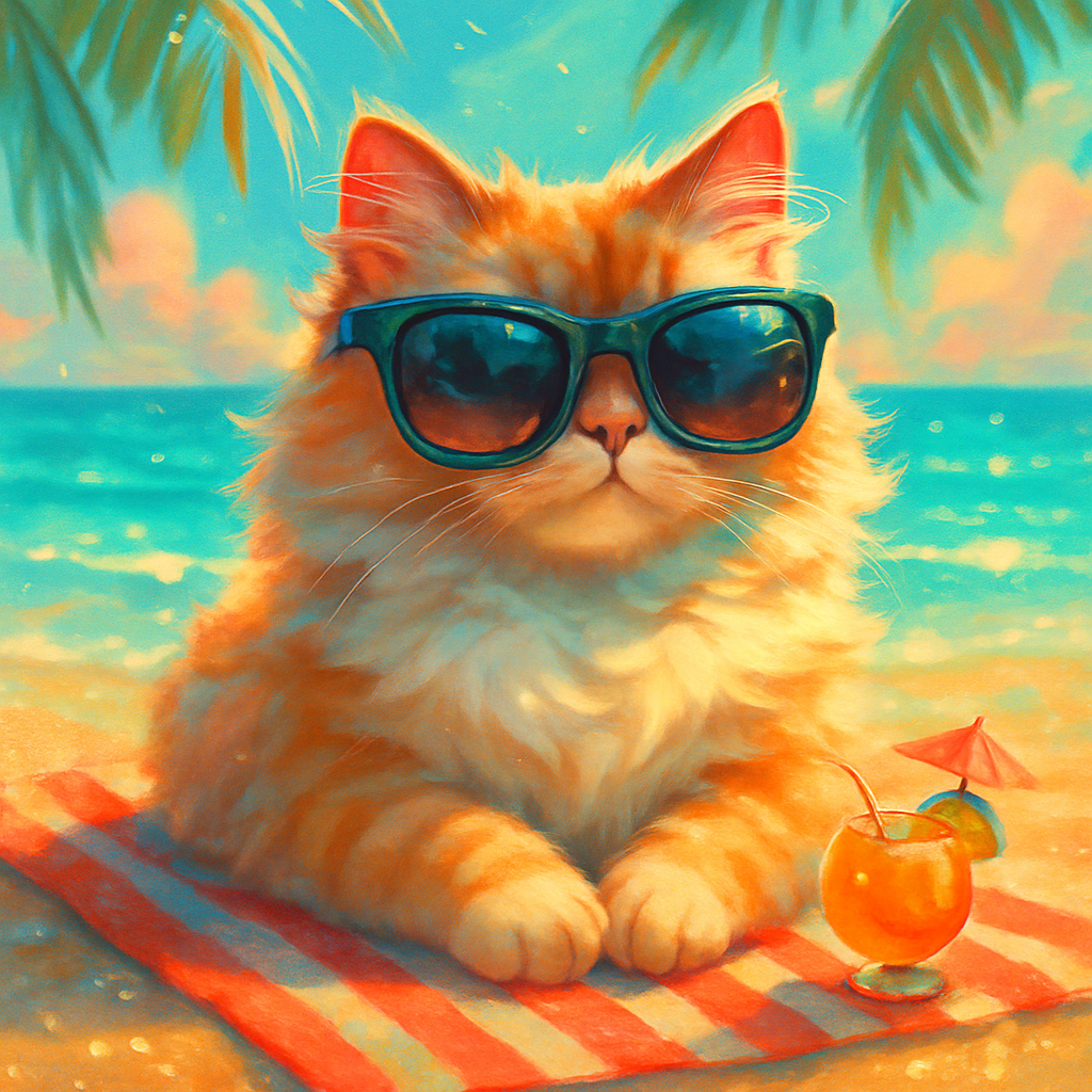Seaside Siesta Cat paint by color