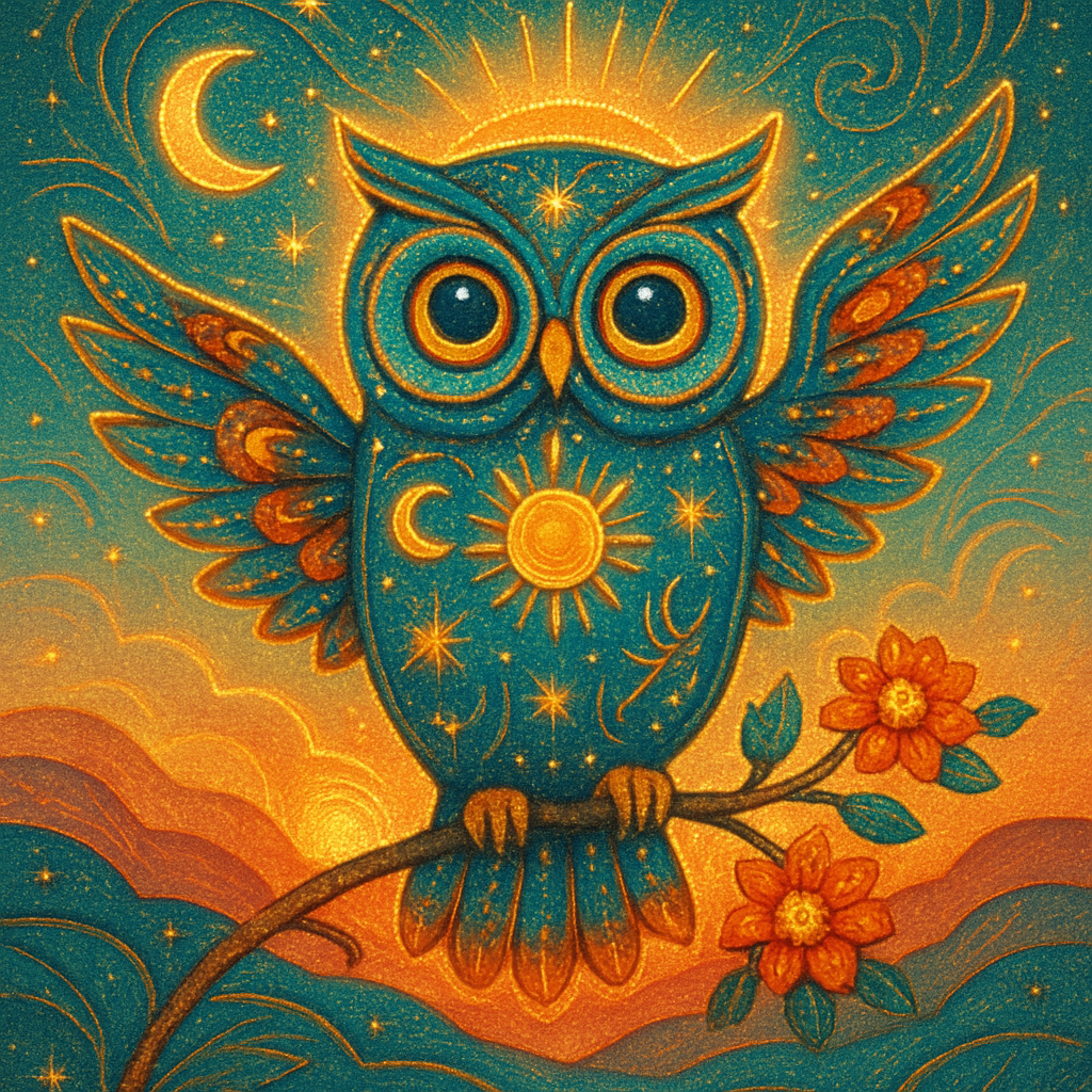 Owl Under Radiant Sunrise diamonded painting kits