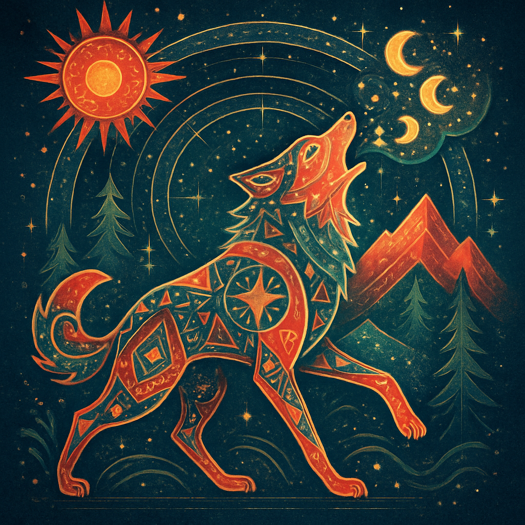 Wolf In The Coral Red Constellation painting diamond kit