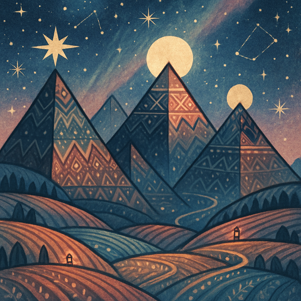 Patterned Peaks Under Starry Loom diamonded painting kits